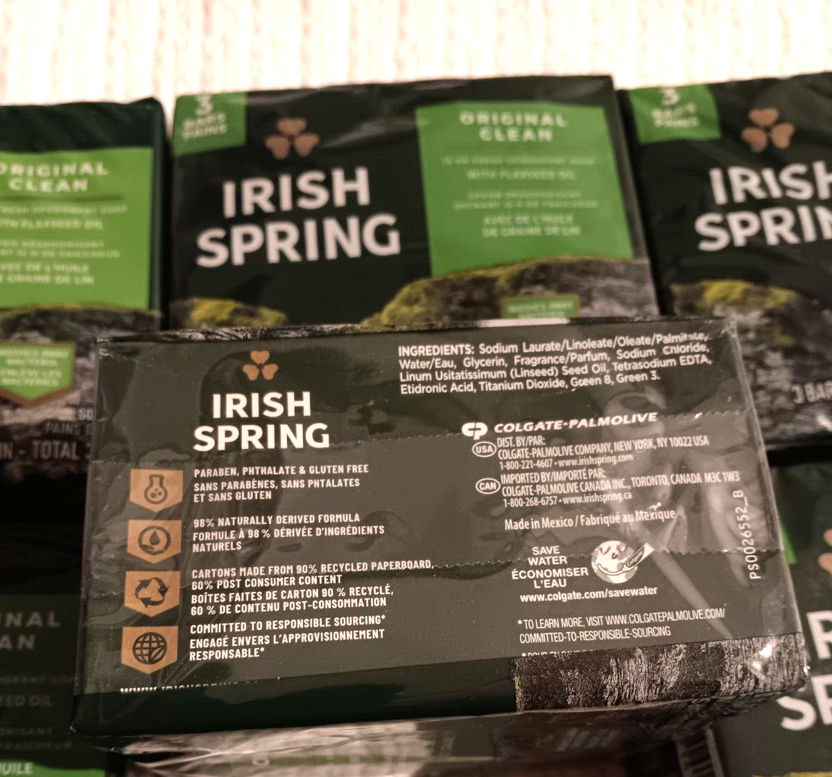 Irish Spring Deodorant Bar Soap Original Lot of 8 Pks 3.75 oz 24 Bars Total