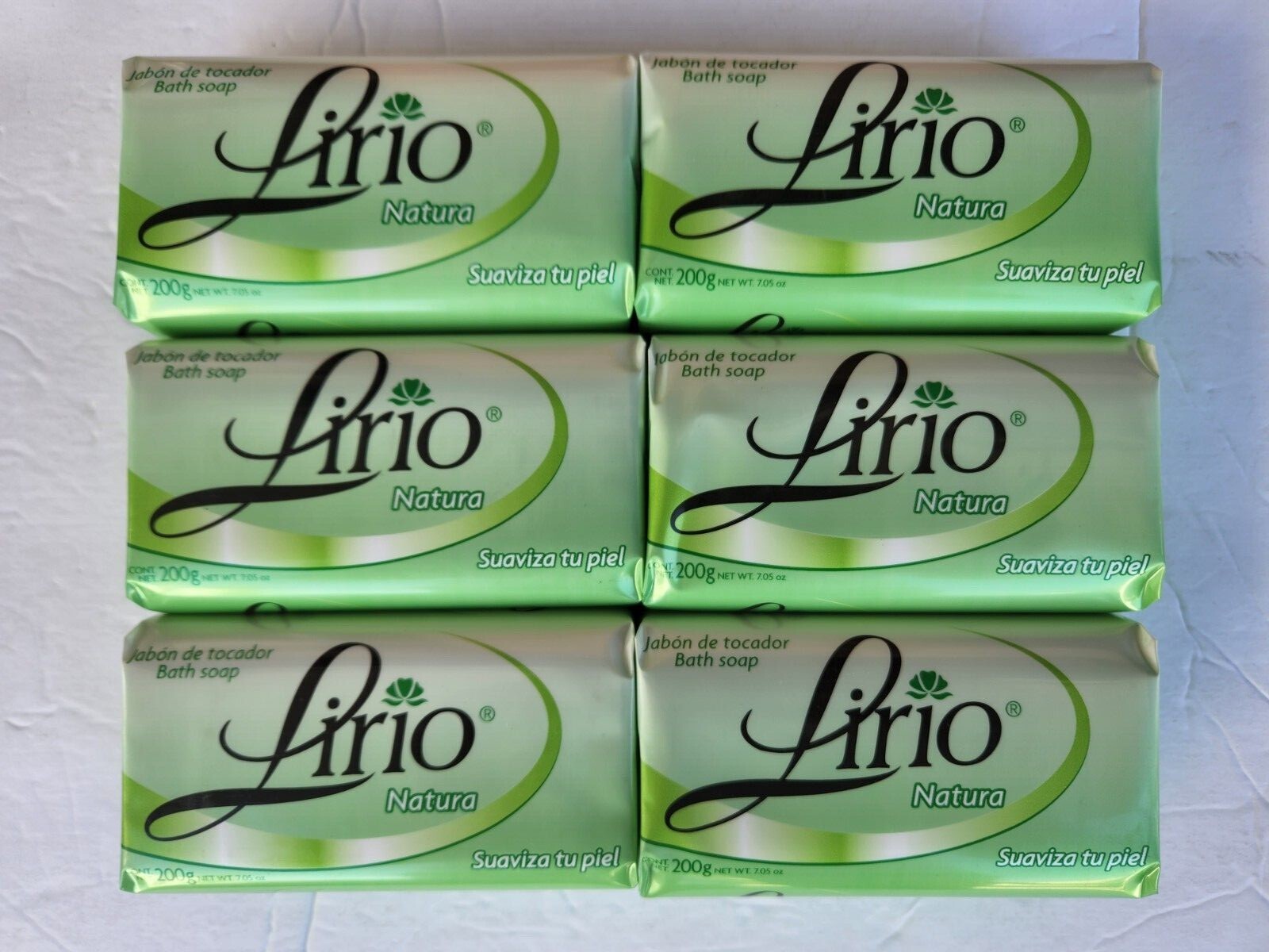6 Pack Lirio Natura Bath Soap Net Wet 7.05 oz each 200 gr cada uno Almost Gone