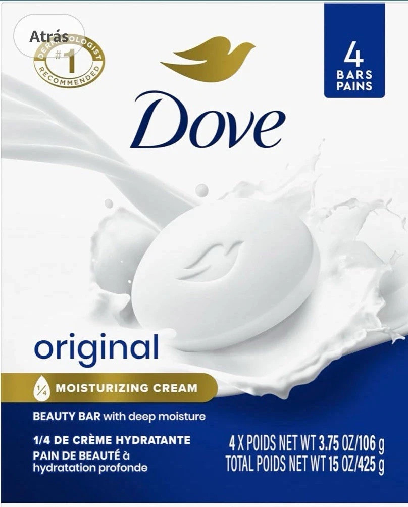 Dove Beauty Bar Soap Original with 1/4 Moisturizing Cream 3.75 oz – 4 PACK
