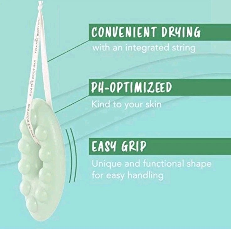 NEW! FOAMIE 🫧 (2.8 Oz) ●PEPPERMINT/GREEN TEA● Shower Body Bar WET FOAM & RINSE.