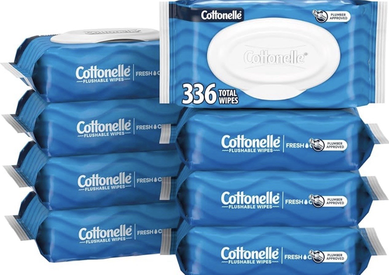 Cottonelle FreshFeel Flushable Wet Wipes for Adults and Kids, 8 Flip-Top Packs