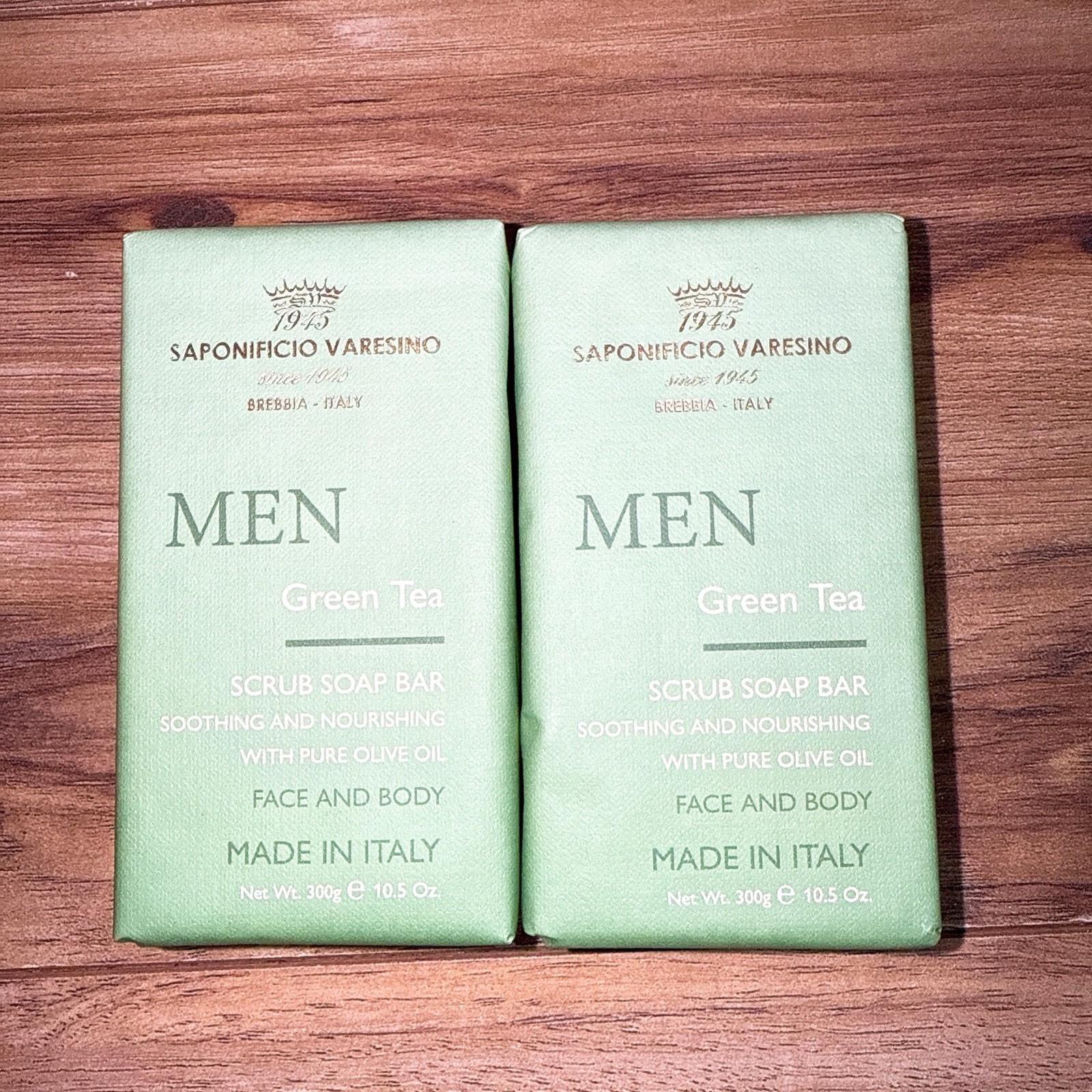 2PCS SAPONIFICIO VARESINO Face & Body Scrub Scented Soap Bar GREEN VETIVER