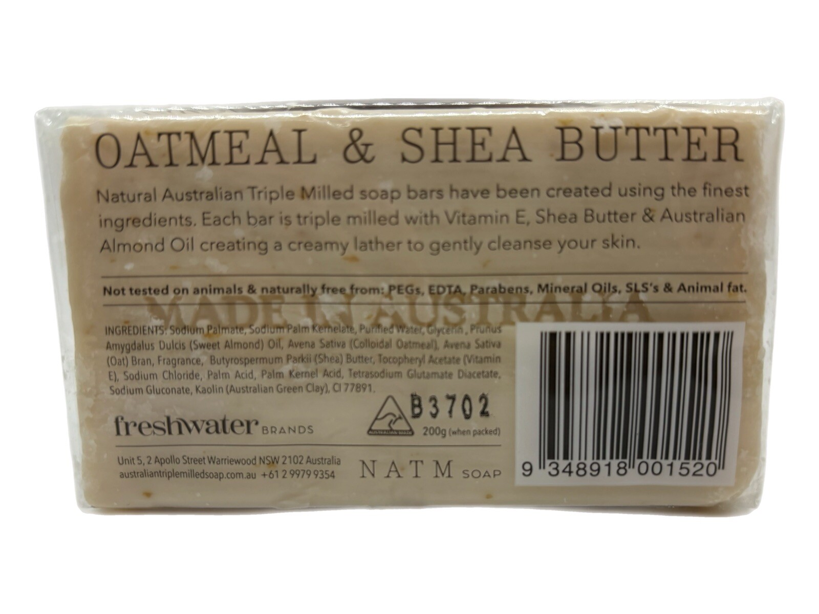 NATM Triple Milled Soap Bars Oatmeal Shea Butter 2 Count 7 Oz Each