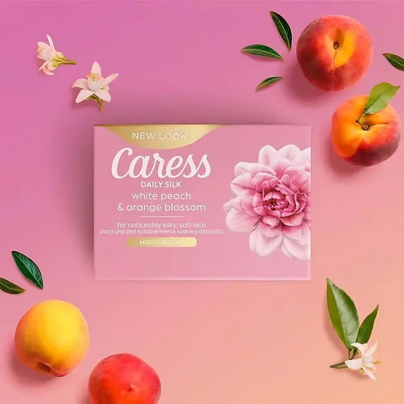 Caress Daily Silk Moisturizing Bar Soap White Peach & Orange Blossom 3.15 oz