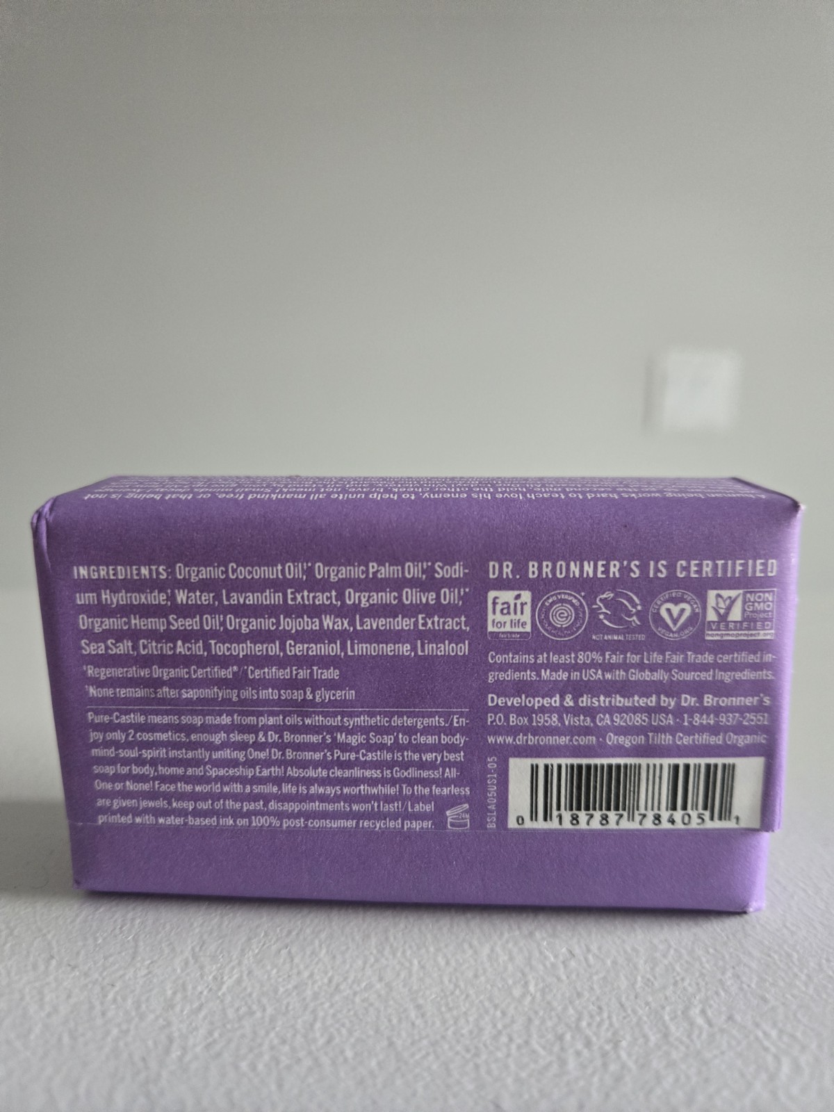 Dr. Bronner’s Pure-Castile Magic Soap Bars (Lavender, 5 Ounce (Pack of 3)