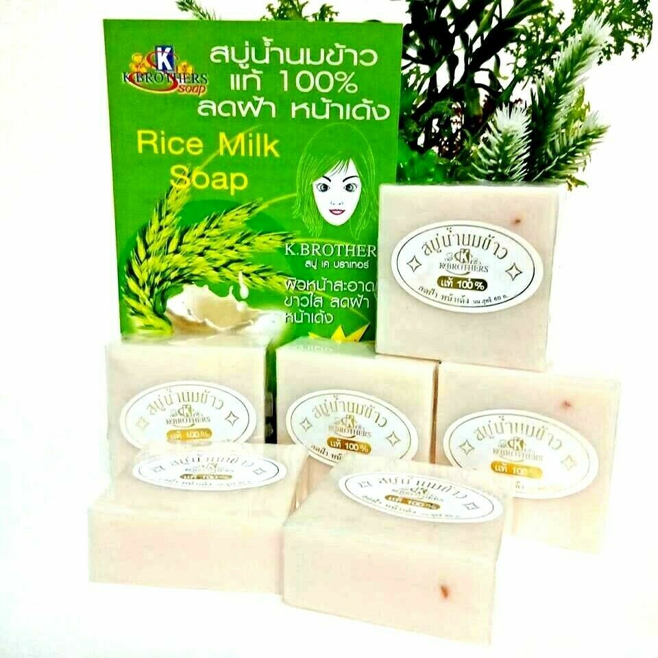 12 x 60 g. Thai Rice Milk Handmade Herbal Soap Whitening Collagen Acne Body Face