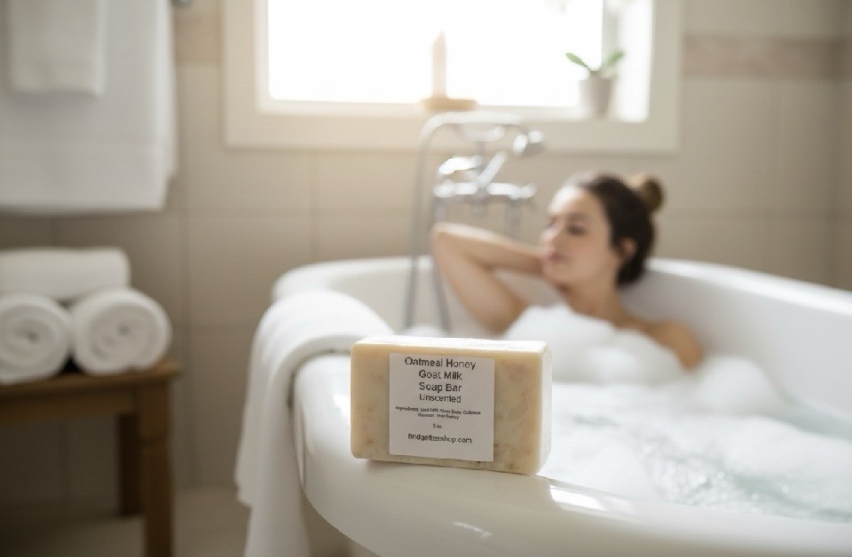 Unscented Oatmeal Honey Goat Milk Soap 5 oz Handmade Sensitive Skin