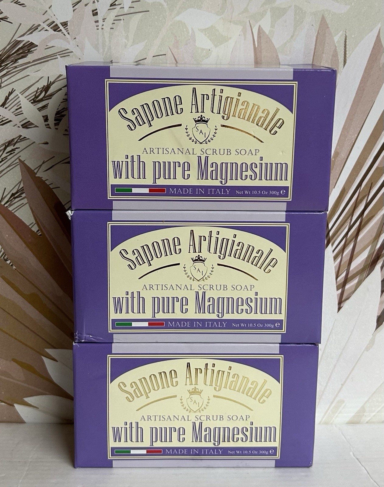 3-Pack Saponificio ~ Artisanal Scrub Bar Soap with Pure Magnesium 10.5 oz Each