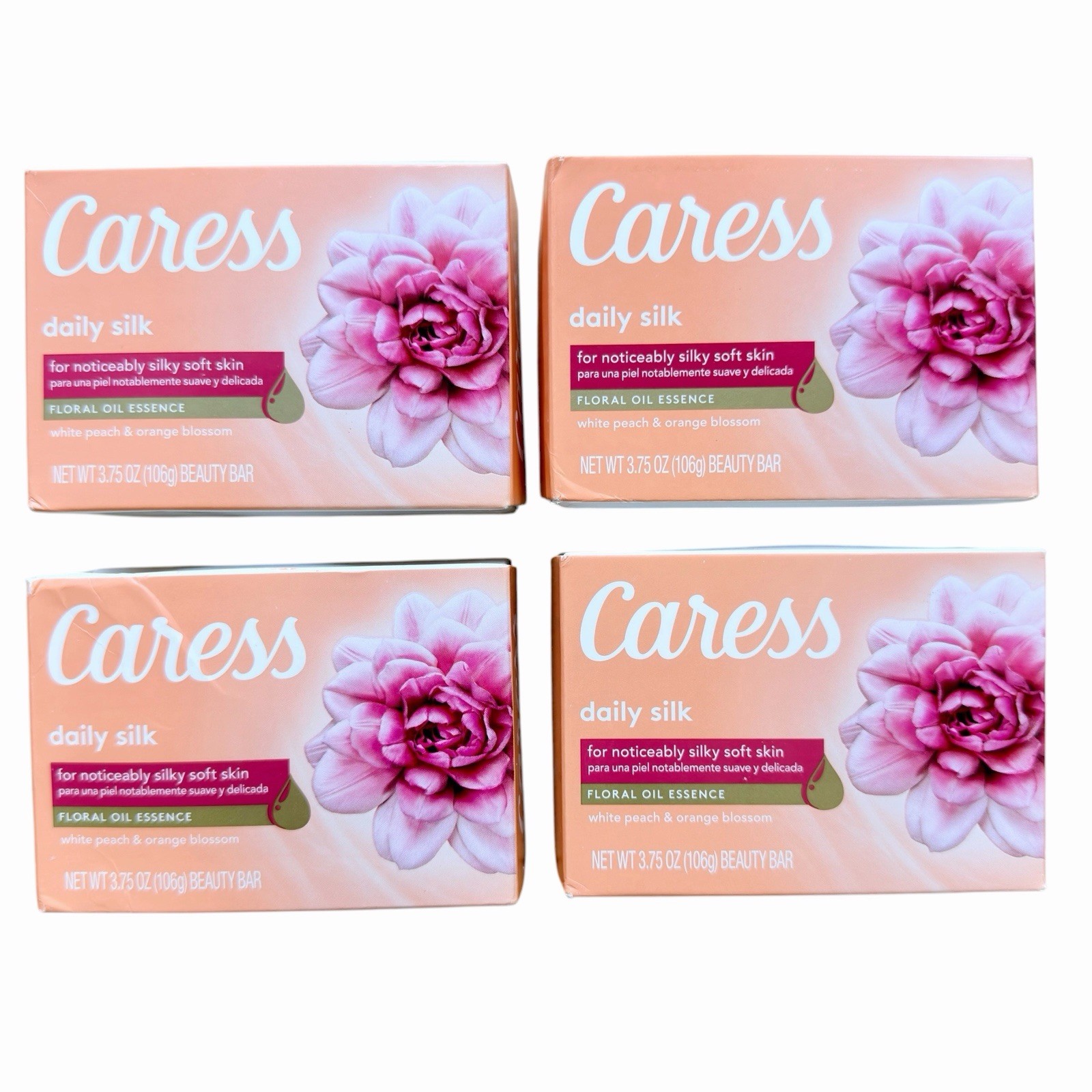 4 BARS Of Caress Daily Silk Bar Soap Floral Oil Essence (ORIGINAL FORMULA) – NEW
