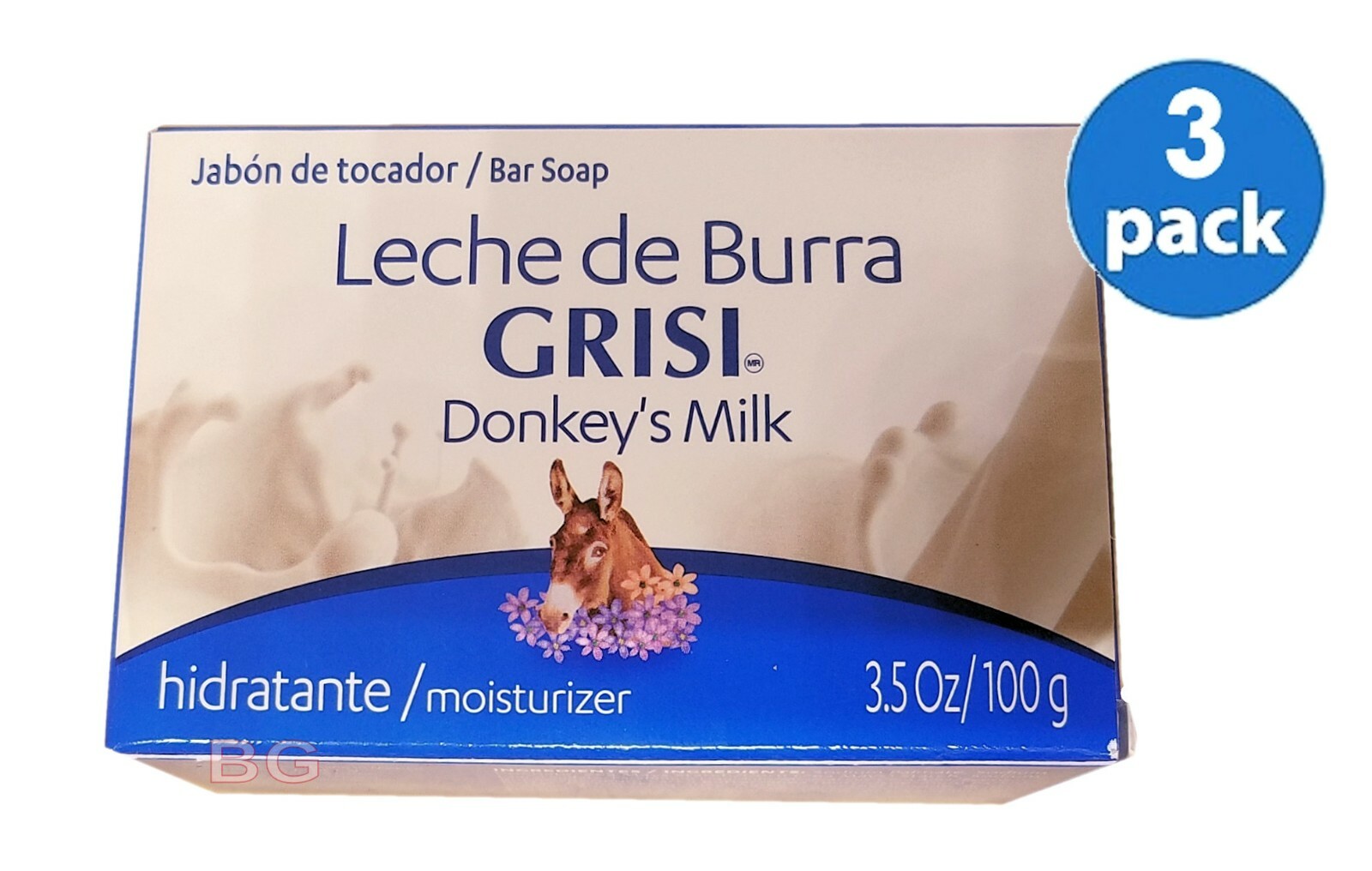 GRISI DONKEYS MILK SOAP Scented Bar 3.5 oz Face Hand Leche De Burra Jabon 3 Bars