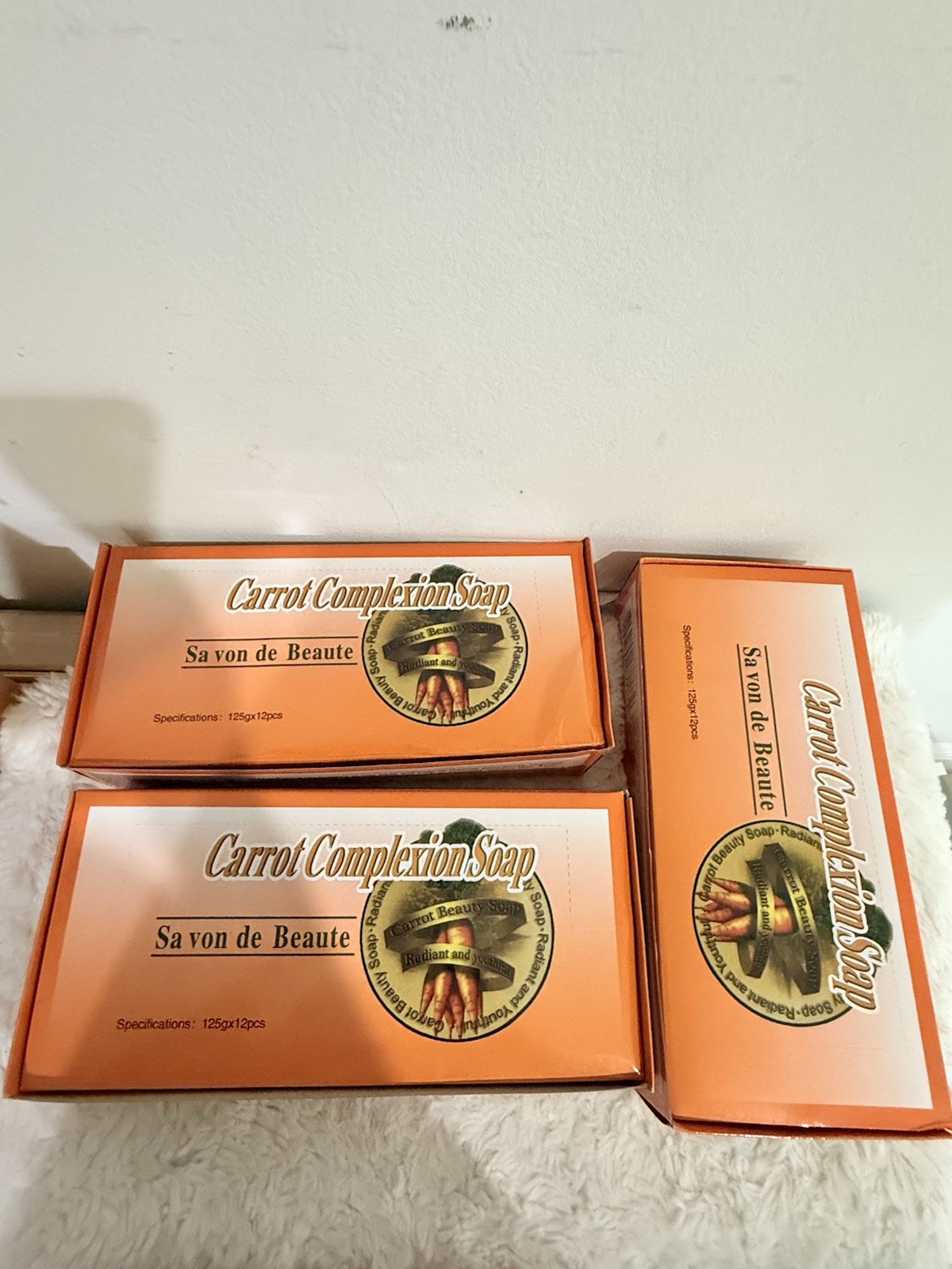 Carrot Complexion Soap Bar Savon de Beaute 125 g Body Orange Rectangular pack 12