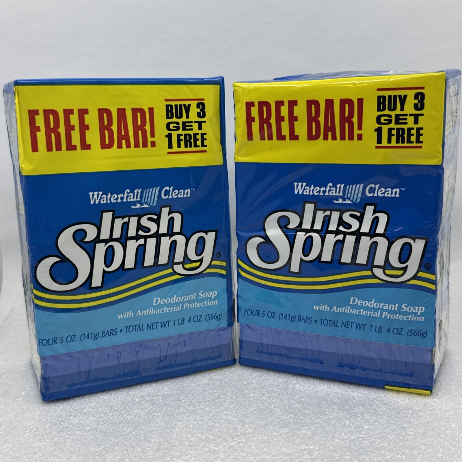 Lot Of 2 – 4 Packs Vintage Irish Spring WATERFALL CLEAN Soap 8 Bars Total 5oz