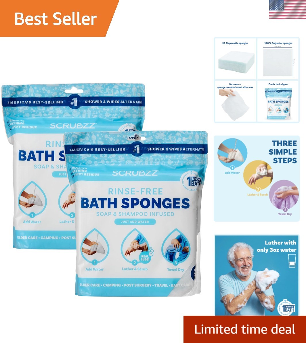 Disposable No Rinse Bathing Wipes – All-in- Single Use Shower Wipes, Simply D…