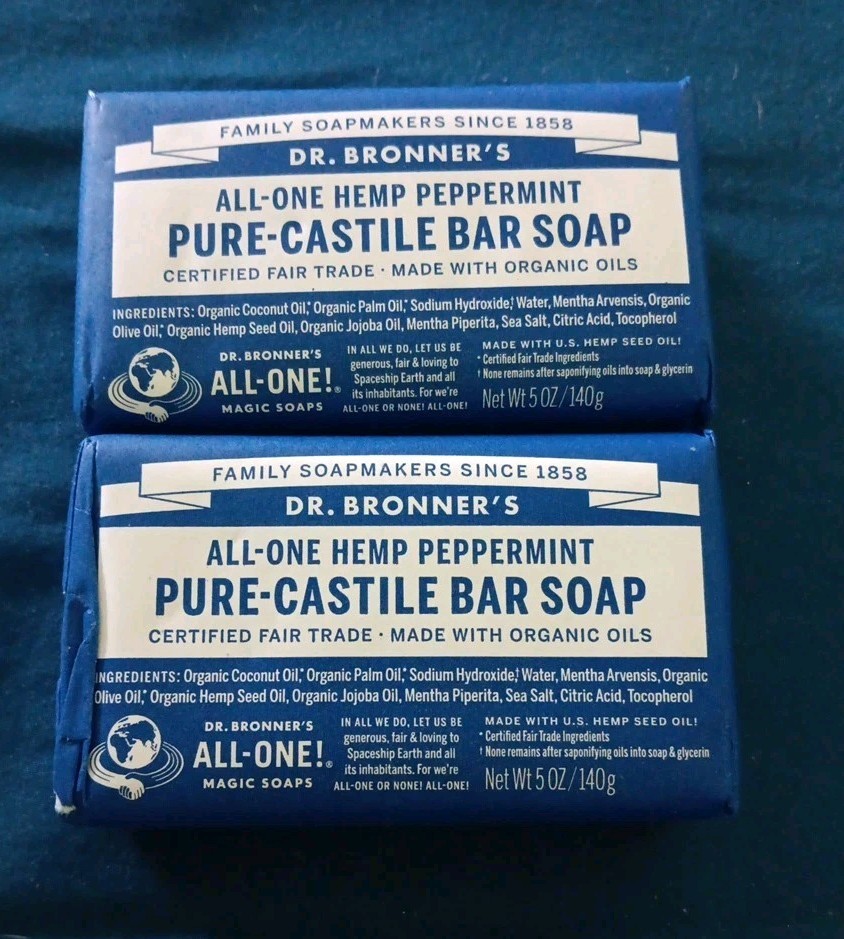 2 Dr. Bronner’s – Pure-Castile Magic Bar Soap (Peppermint, 5 ounce) (CO39)
