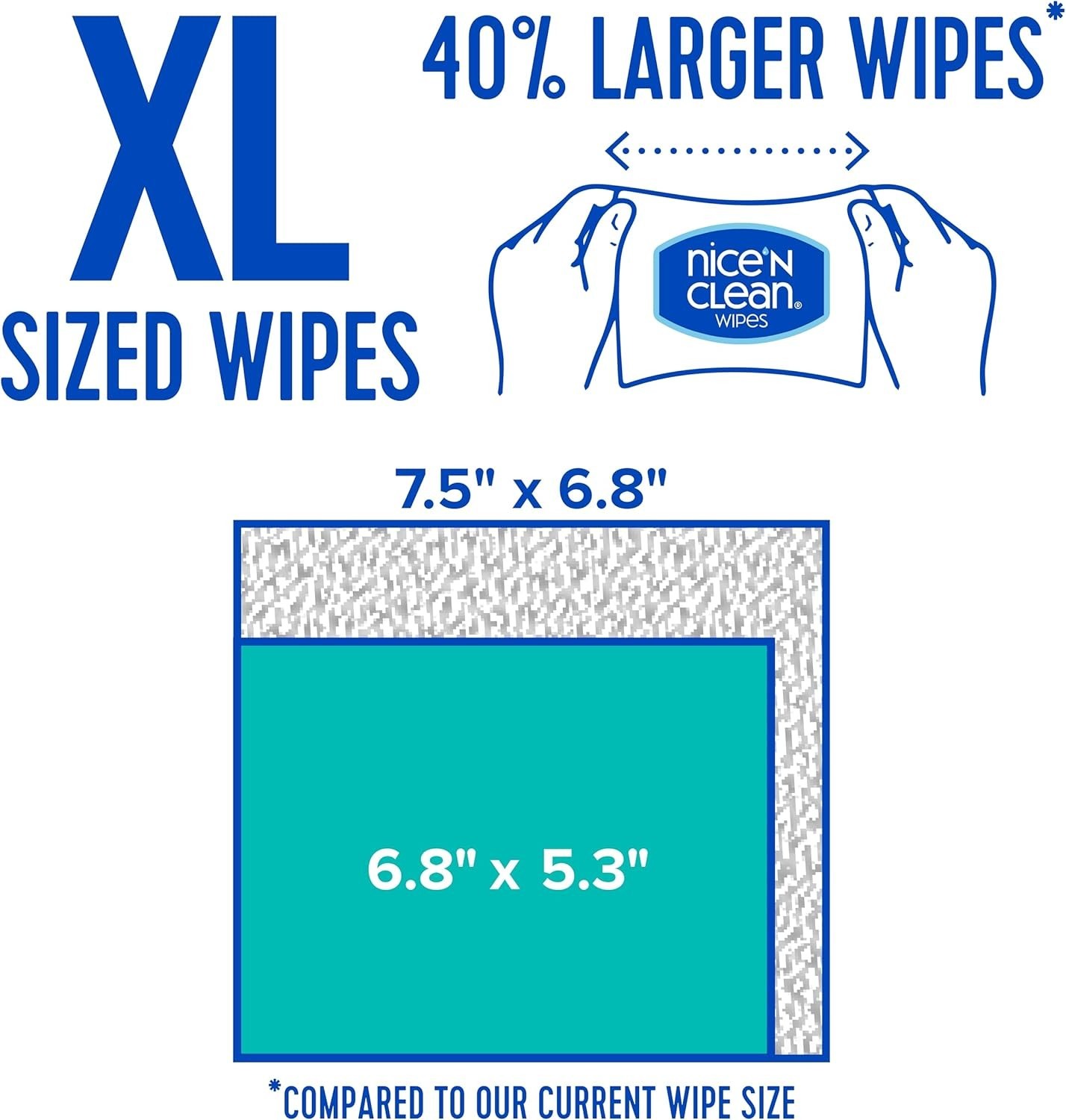 Extra Large Flushable Wipes | 40% Larger | Unscented, Hypoallergenic Comfort