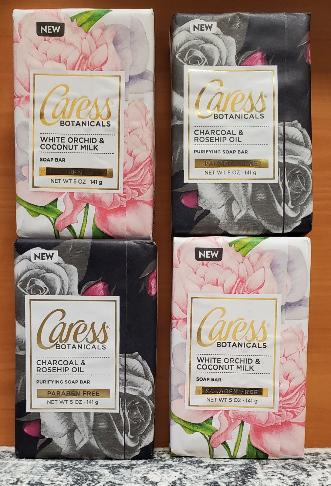 Caress Botanicals White Orchid & Coconut Milk OR Charcoal & Rosehip Oil Bar Soap