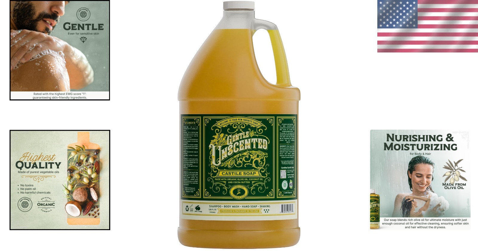 Organic Unscented Castile Soap, Body Wash