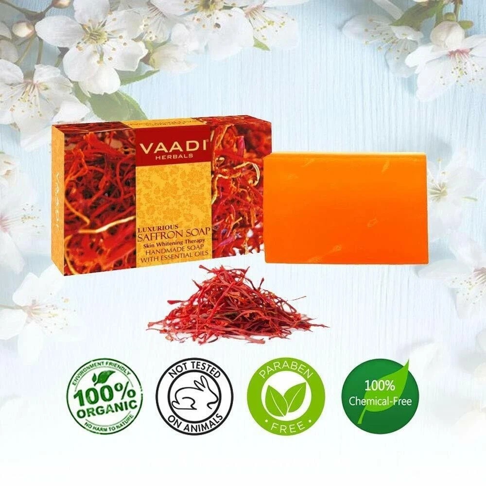 Vaadi Herbals Luxurious Saffron Skin Whitening Therapy Soap 75 Gm (Pack Of 2)