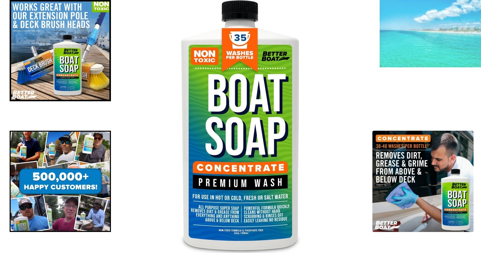 32 Fl Oz Marina Soap – Safe Cleaner for Fiberglass, Aluminum, and More