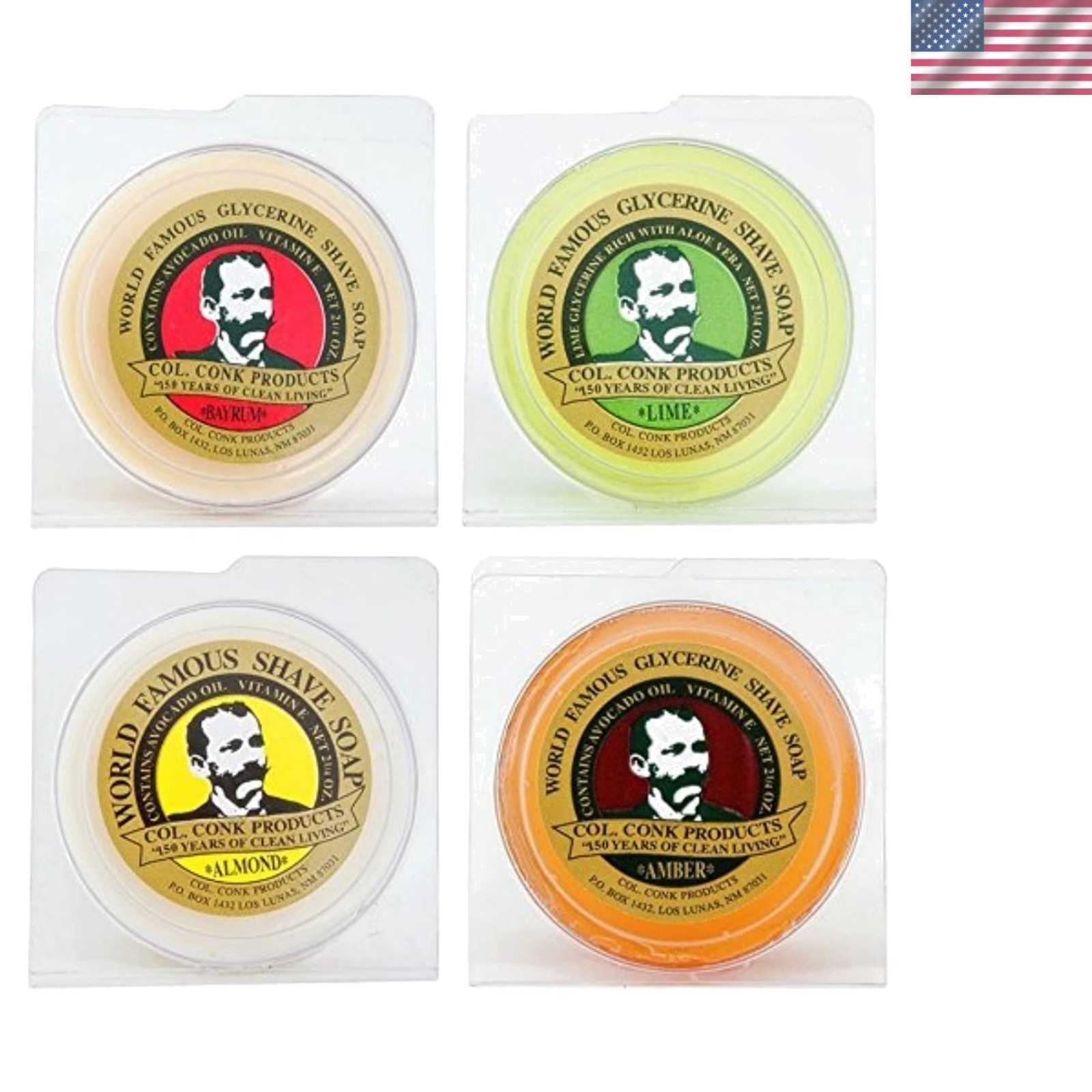 Gentlemen’s Shaving Soap Collection – 4 Variety Bars (2.25 oz) Made in USA