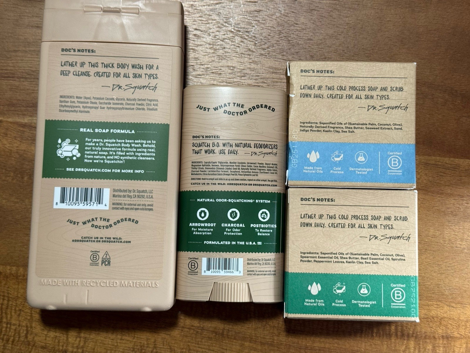 Dr Squatch Natural Bar Soap Pine Tar Body wash, deodorant and Verity 2 bars