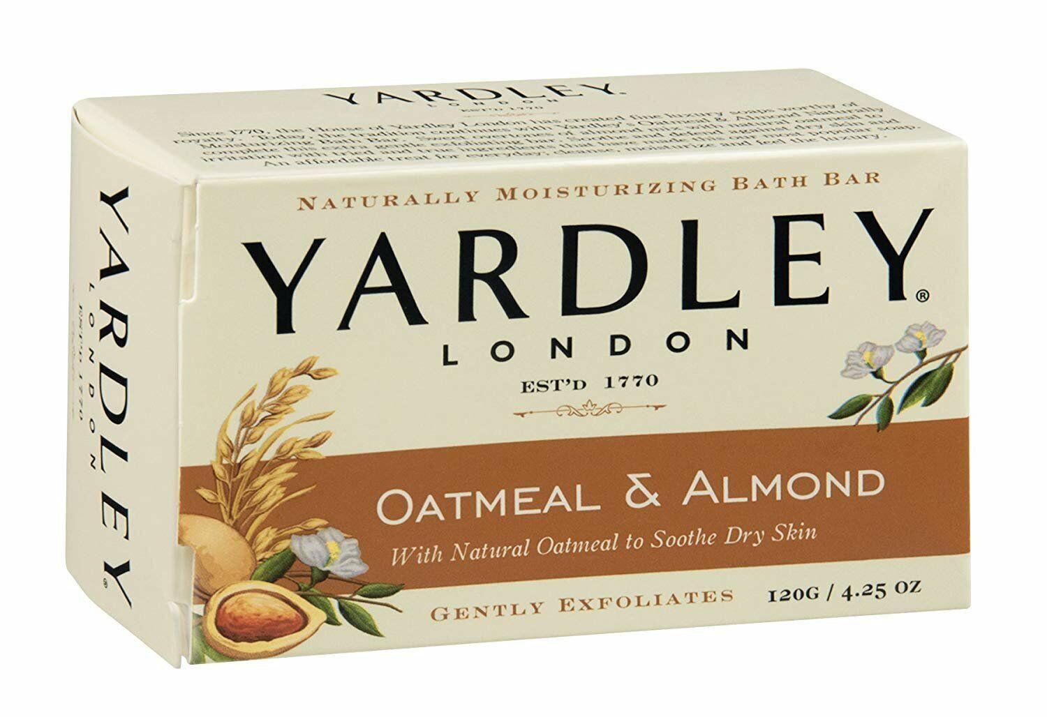 Yardley London Oatmeal & Almond Naturally Moisturizing Bath Bar 4.25 Oz 24 Pack