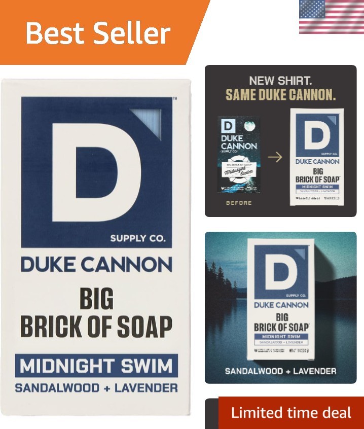 Duke Cannon 10 oz Big Brick Soap – Sandalwood & Lavender, Triple-Milled Luxury