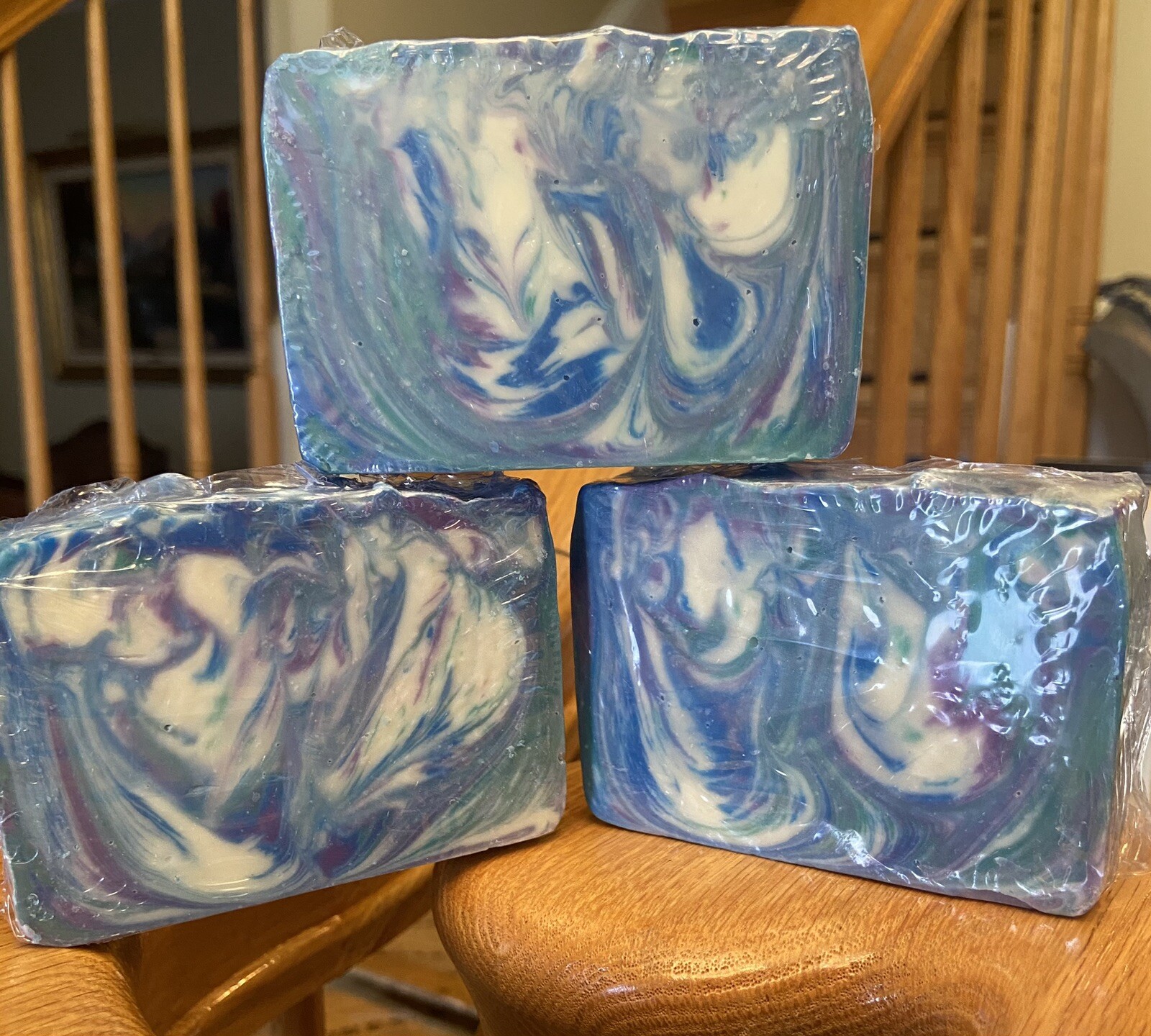 Handcrafted Swirl Soap Bar Purple, Green, Blue, White