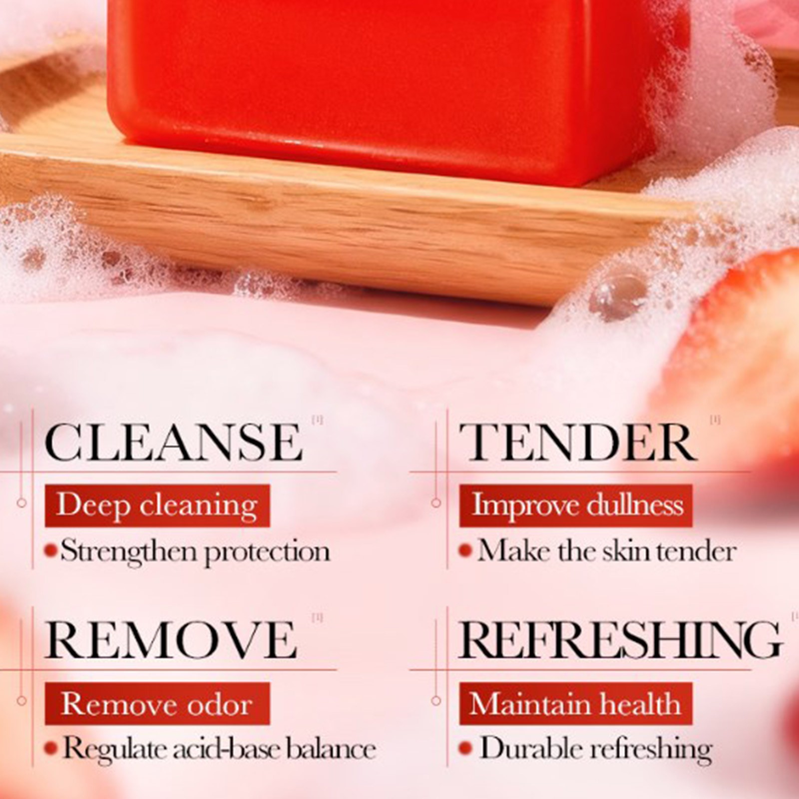 Women Strawberry Scent Soap For Private Personal Care Tri Color Cleaning Soap