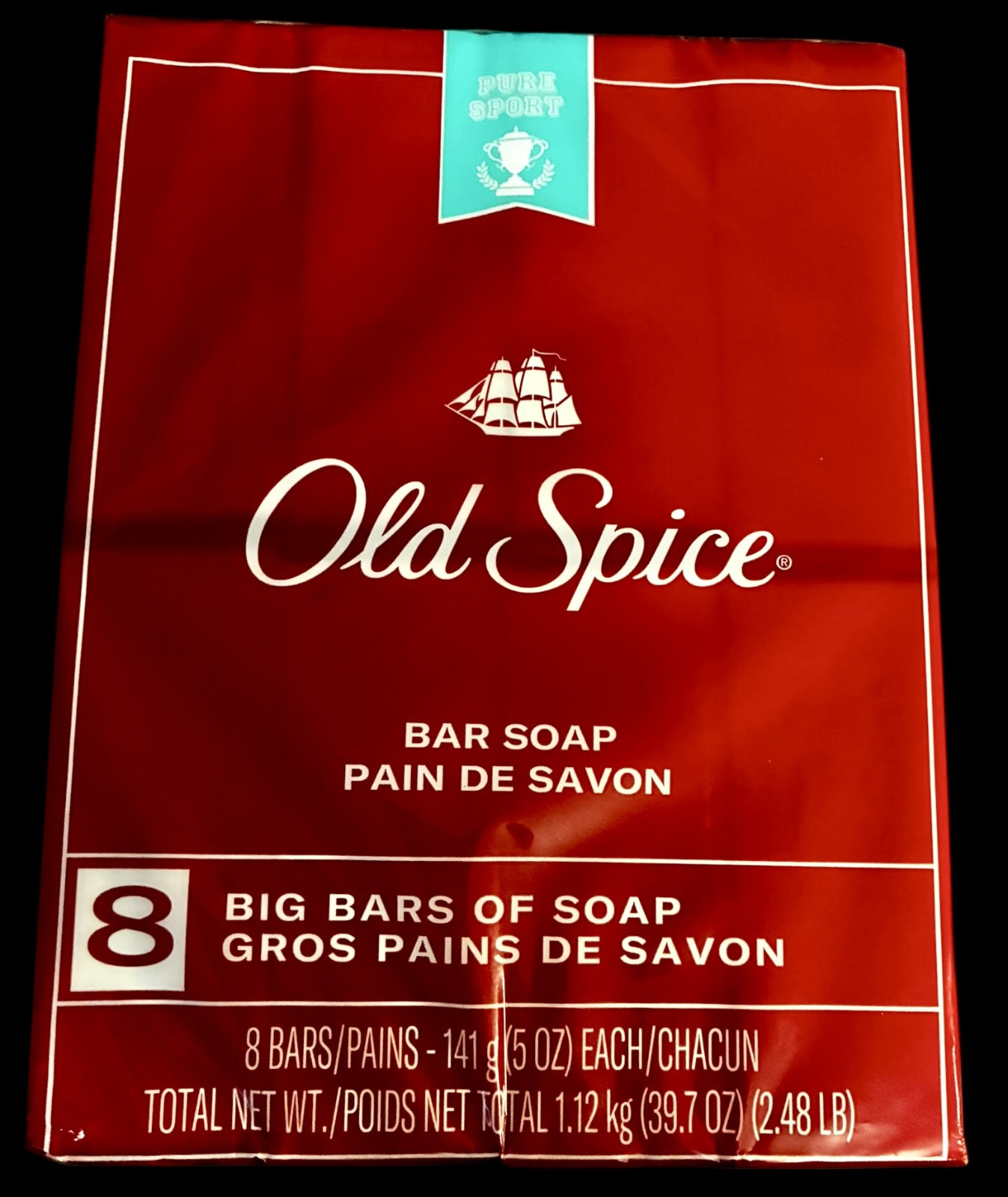 OLD SPICE bar soap PURE SPORT pack of 8 x 5 oz/141g bars DISCONTINUED New Sealed