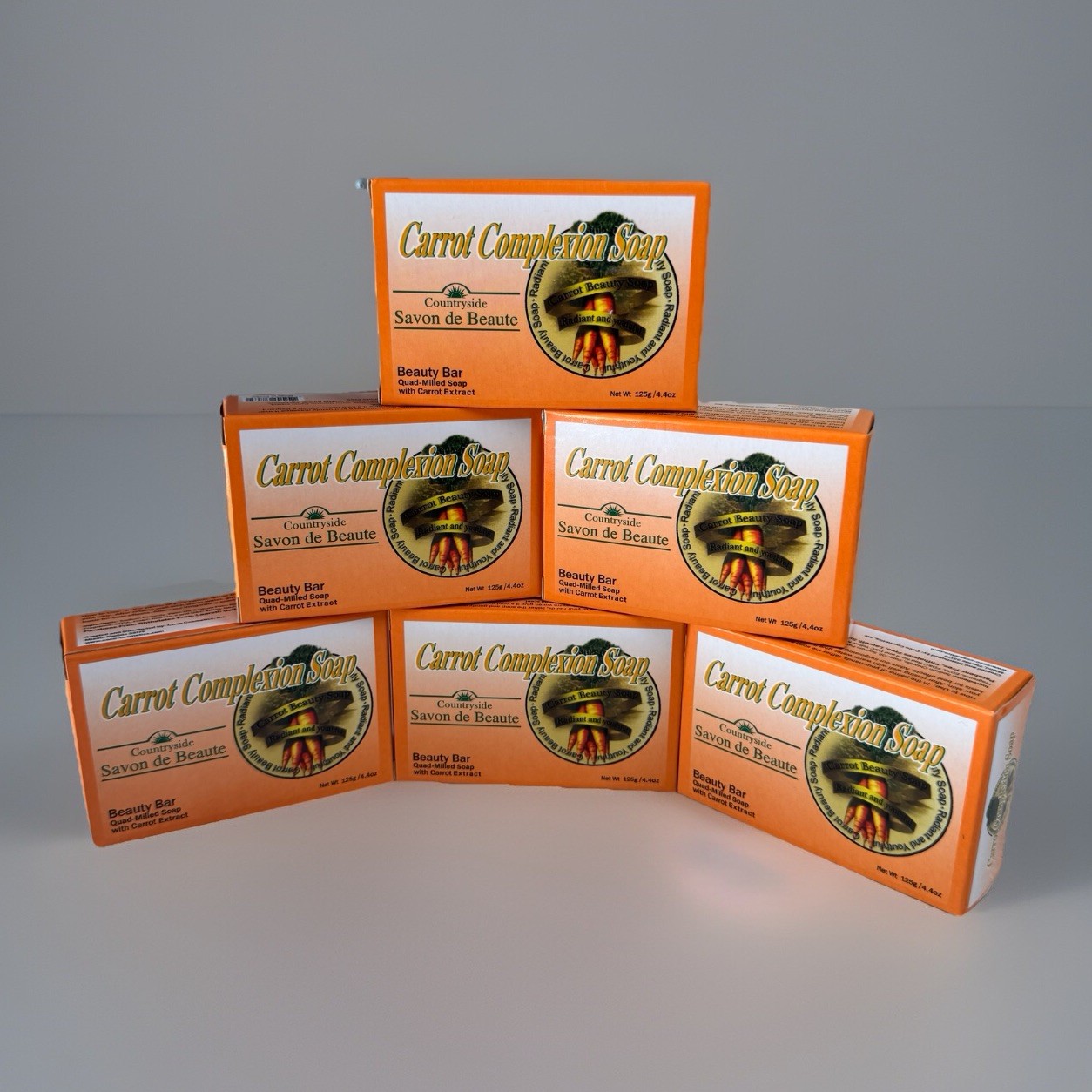 Lot of 6 Carrot Complexion Soap Beauty Bar with Carrot Oil 125g Countryside