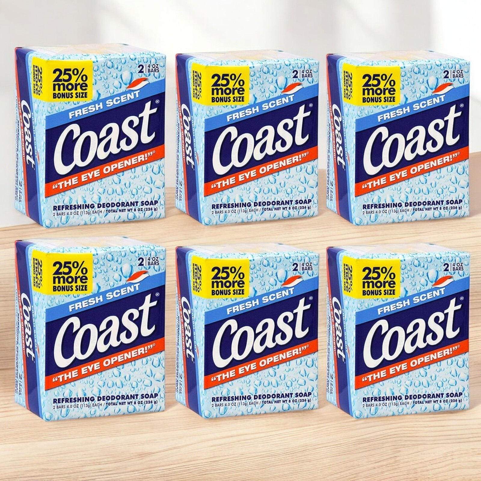 Coast Deodorant Soap Bar Fresh Scent 4.12 oz Each Eye Opener Pack of 12