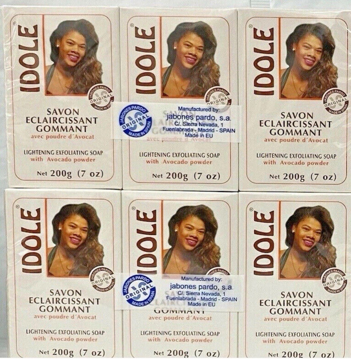 PACK OF 6 IDOLE Lightening Exfoliating Soap With Avocado Powder 200g (7 Oz)