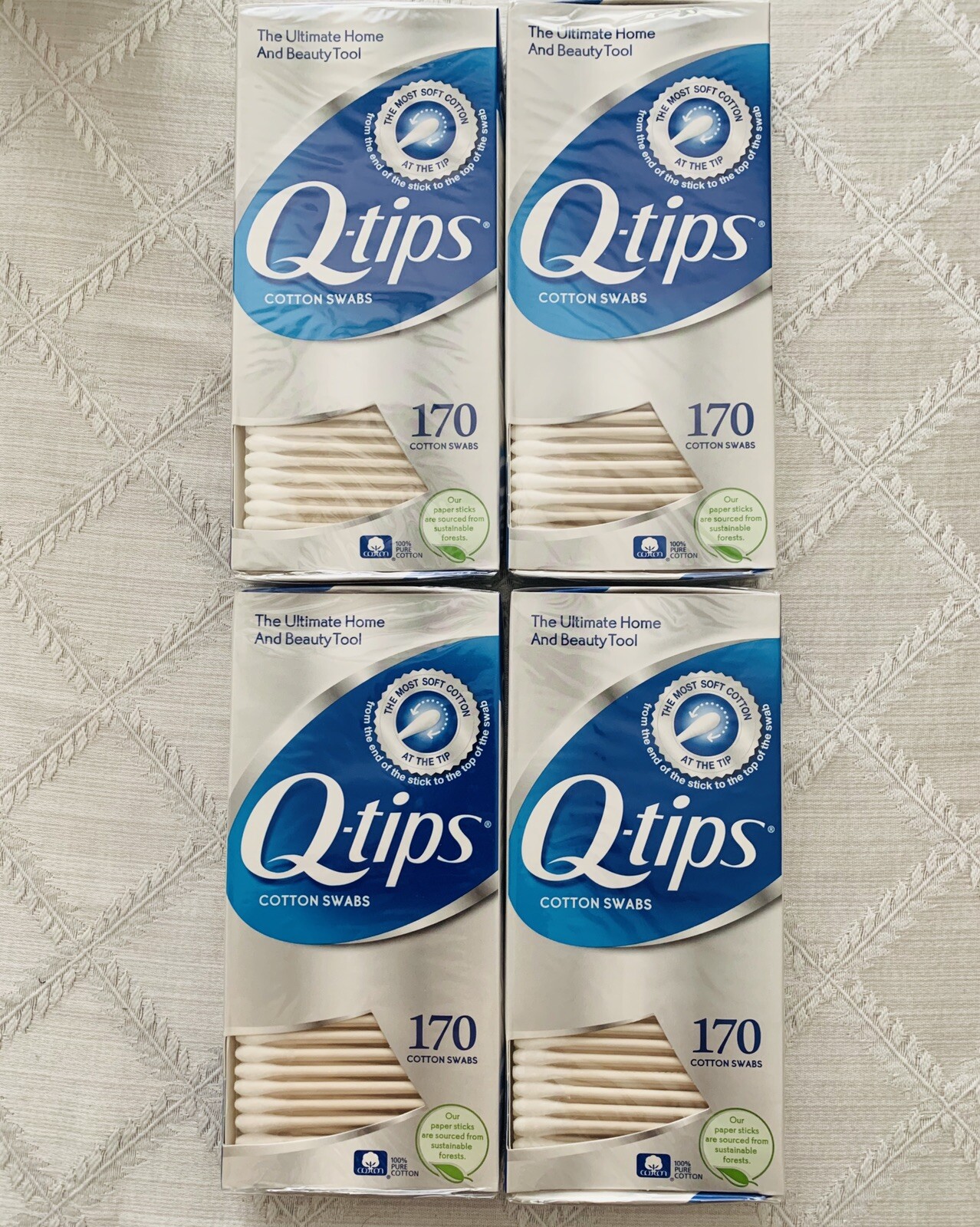 4 PACK COTTON SWABS BY Q TIPS FOR UNISEX 170 PC SWABS EACH 680 TOTAL SWABS