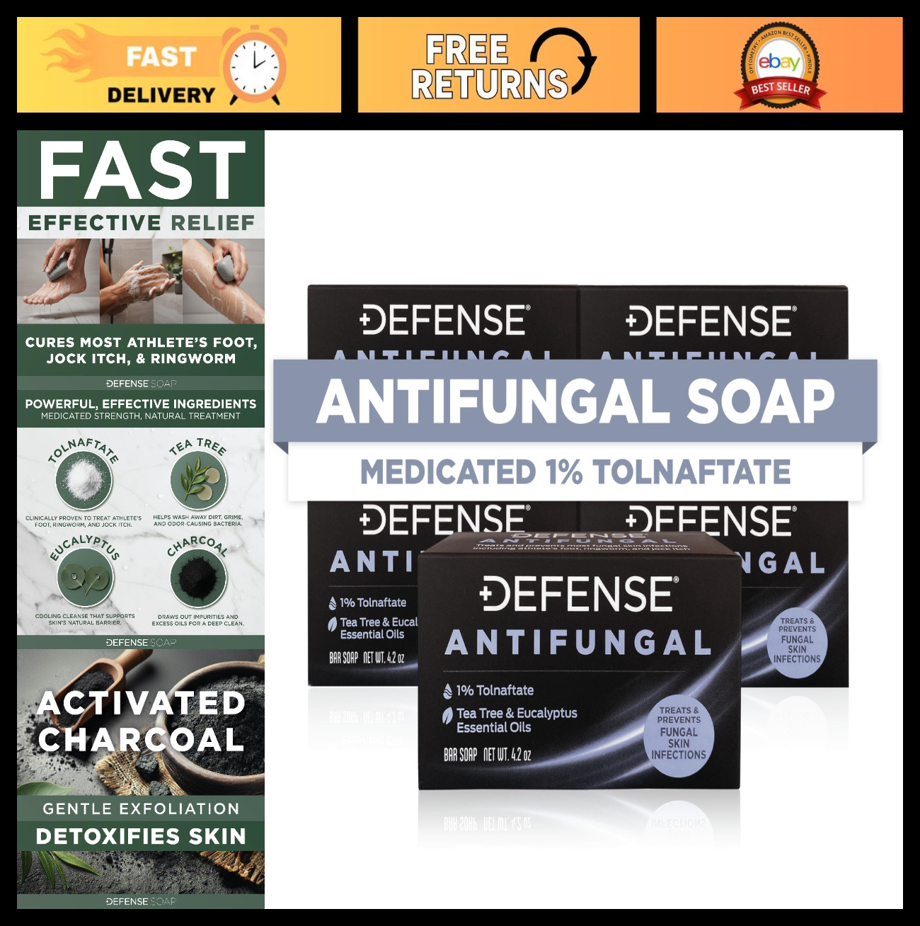 Antifungal Bar Soap 5-Pack | Treat Jock Itch, Ringworm, Athlete’s Foot & Skin Fu