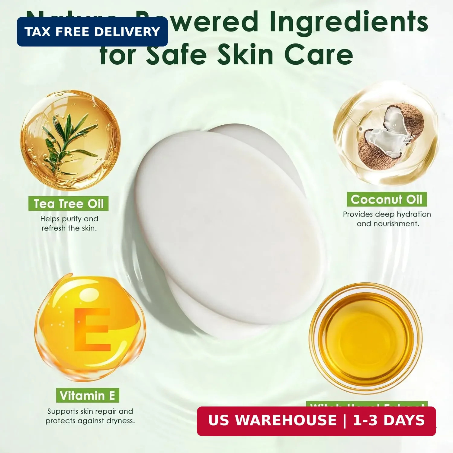 Antifungal Soap, Tea Tree Antifungal Soap Bar for Back Acne, Athlete’s Foot, Tin