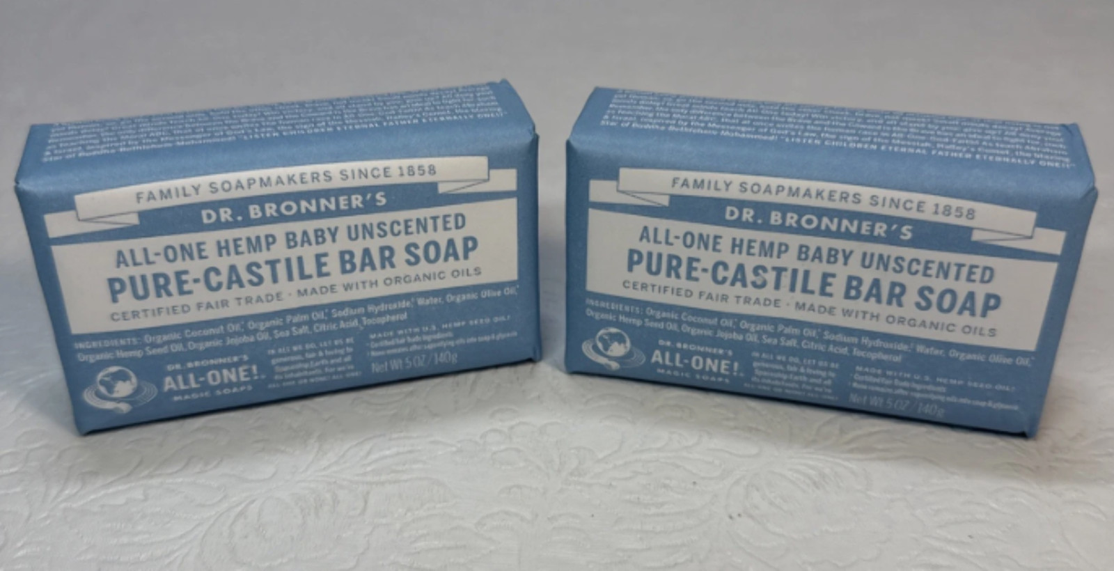 2x Dr. Bronner’s – Pure-Castile Bar Soap (Baby Unscented, 5 ounce) – Made with O