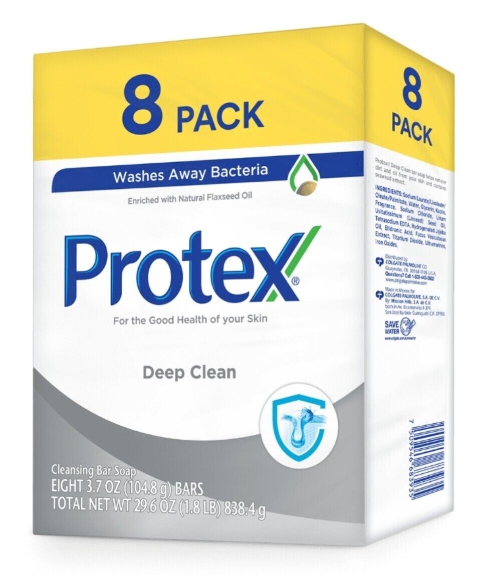 8 Bars 3.7 oz. PROTEX DEEP CLEANING ANTIBACTERIAL SOAP BAR JABON Family PK