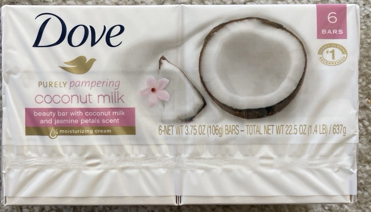 Dove Purely Pampering Coconut Milk & Jasmine Petals Scent 4 OZ 6 Bars