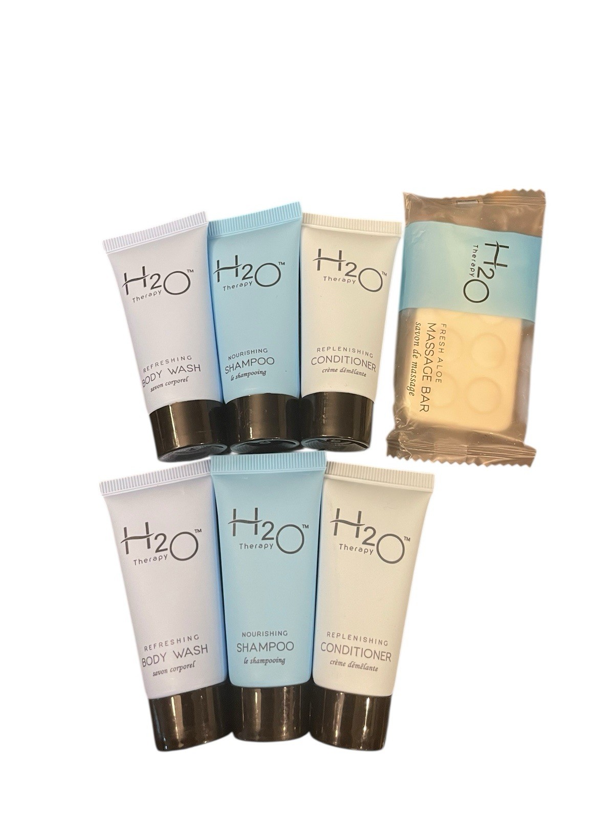Lot of 7 Travel Size Set H2O THERAPY Organic Aloe Honey Olive Oil PARABEN FREE