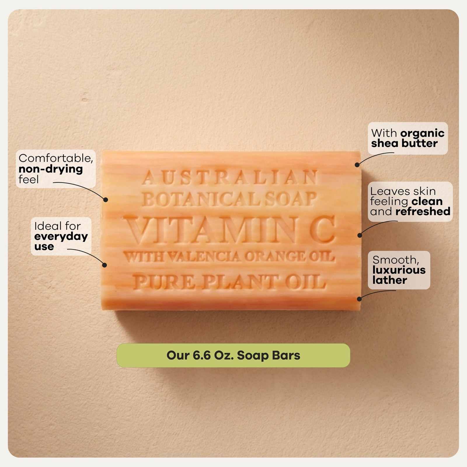Australian Botanical Soap, 6.6 OZ, Vitamin C and Valencia Orange, Triple Mill…