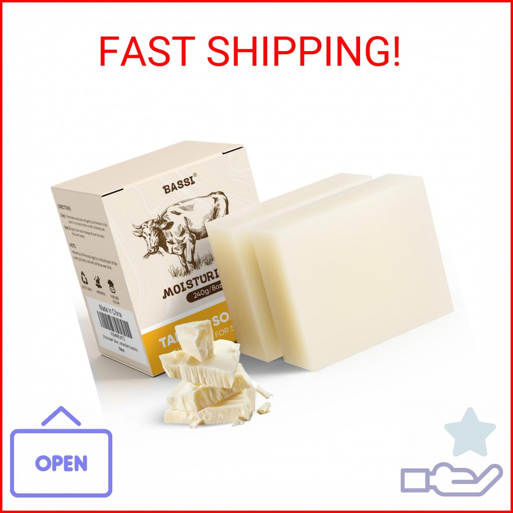 Beef Tallow Soap Bar, 2 Pack All Natural Grass Fed Tallow Soap, Moisturizing Fac