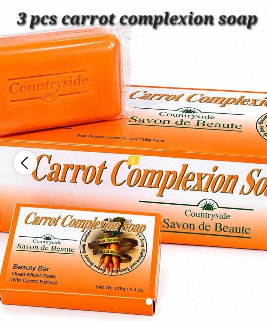 3 PCS Carrot Soap Natural Brightening Exfoliating Facial Cleansing Soap 100g