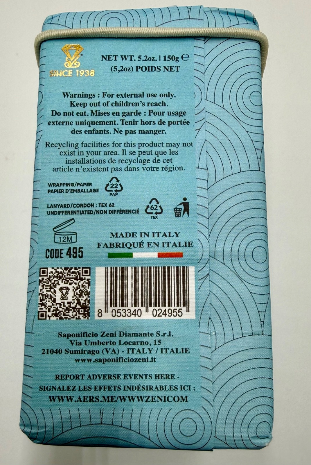 Zeni Ocean Breeze Triple Milled Soap Bars 3x 5.2oz Italy Total 15.8oz + 1 Bag