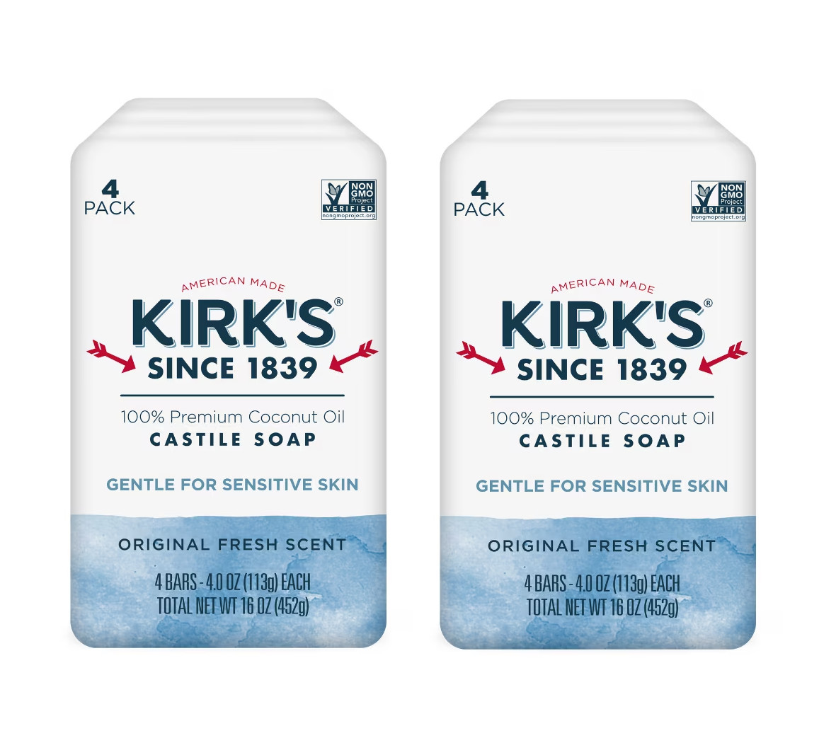 Kirk’s Original Fresh Scent Gentle Castile Soap Simple, Gentle, Clean Pack of 2