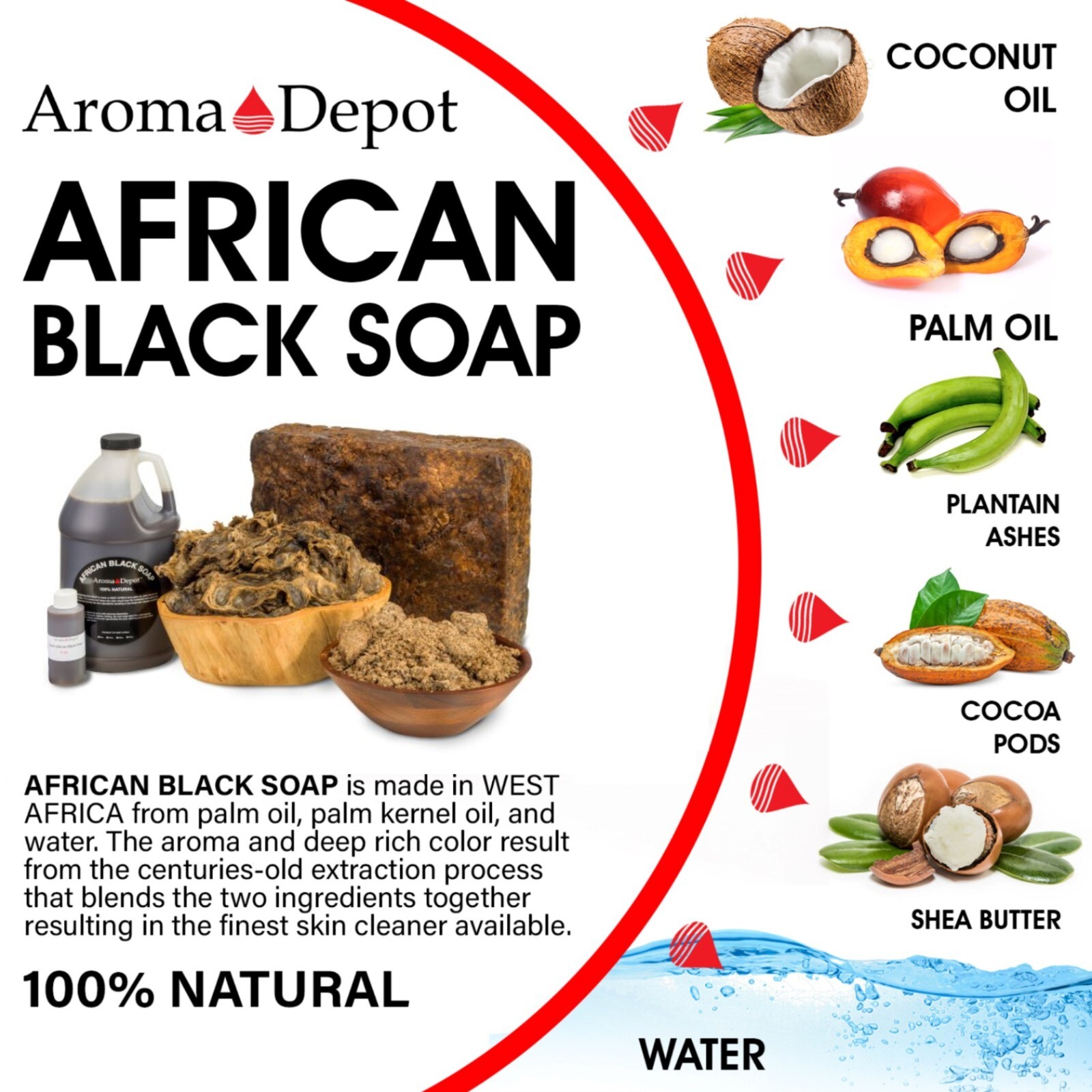 Raw African Black Soap Paste 2 lb. Natural 100% Pure Unrefined Face Body Hair