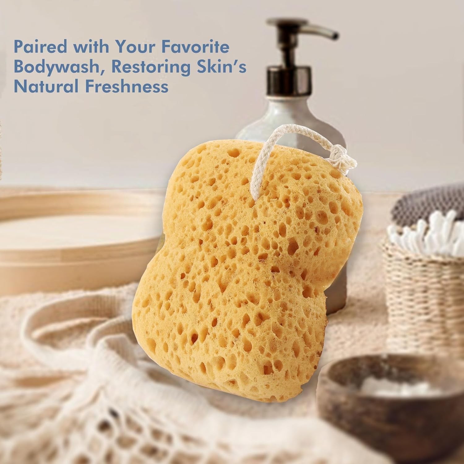 Sponges Bath, 2Pcs Larger Shower for Women Men, Exfoliating Brown