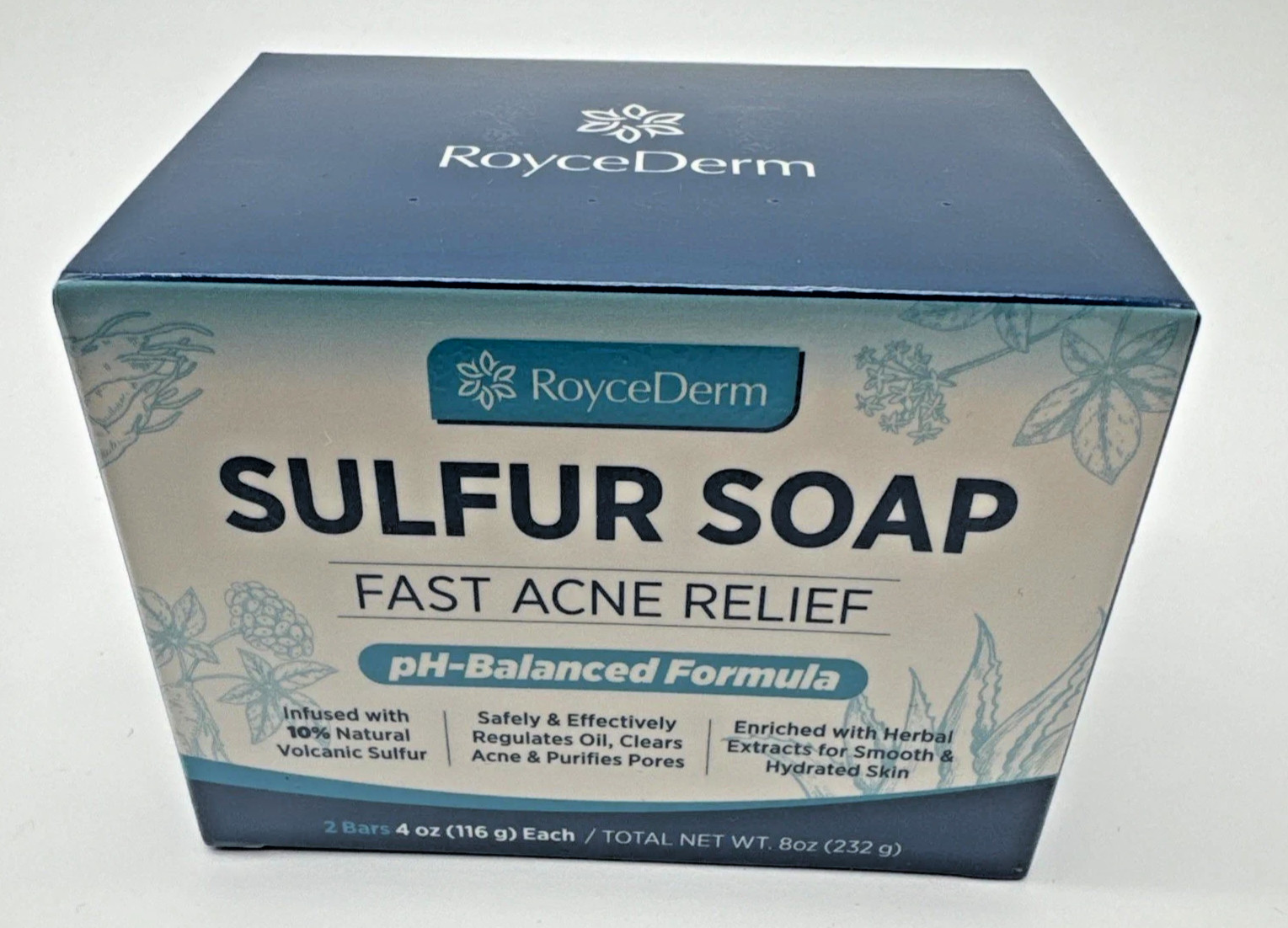 RoyceDerm 10% Sulfur Soap x 2 BARS: Fast Acne Relief Perioral Dermatitis Tinea