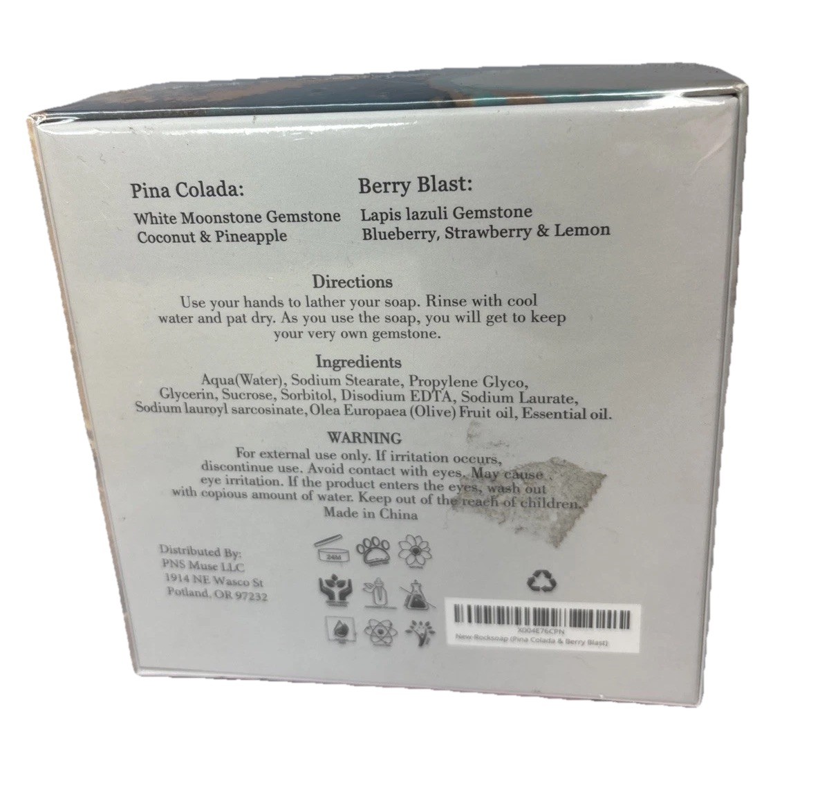 Earth & Home Gemstone Rock Soap 2 Piece Set Each Crystal Shape Gift NIB