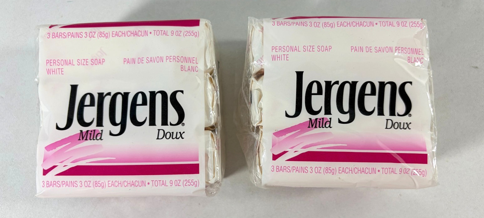 Vintage Jergens Mild Soap Bars White 6 Personal Size Bars (3 Oz Each) Total 18oz